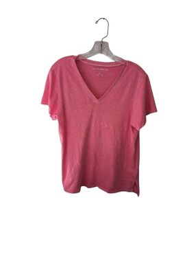 Lucky Brand V-neck Slub T-shirt Pink Medium